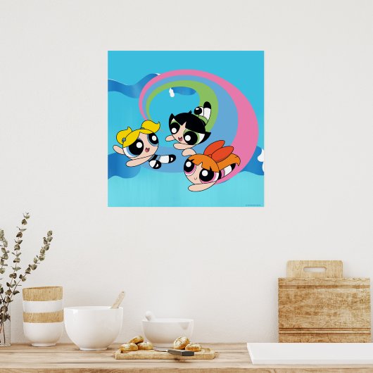 Powerpuff Girls fliegen durch den Himmel Poster (Küche)