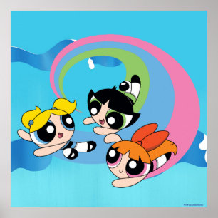 Powerpuff Girls fliegen durch den Himmel Poster