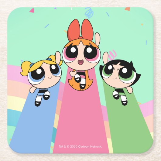 Powerpuff Girls Fly High Rechteckiger Pappuntersetzer (Vorderseite)
