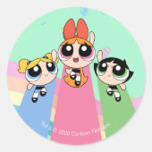 Powerpuff Girls Fly High Runder Aufkleber (Vorderseite)