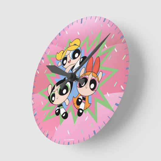 Powerpuff Girls Powfactor Runde Wanduhr (Winkel)