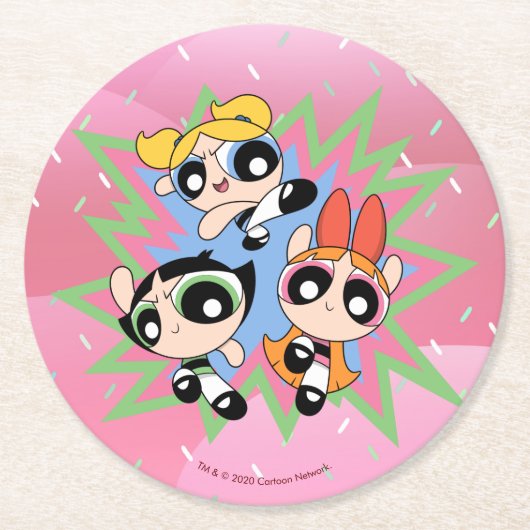 Powerpuff Girls Powfactor Runder Pappuntersetzer (Vorderseite)