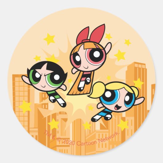 Powerpuff Girls Rett Runder Aufkleber (Vorderseite)