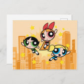 Powerpuff Girls Rettete den Tag Einladungspostkarte (Vorne/Hinten)