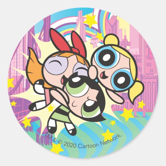 Powerpuff Girls Rule Runder Aufkleber (Vorderseite)