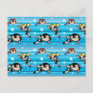 Powerpuff Girls Star Pattern Einladungspostkarte