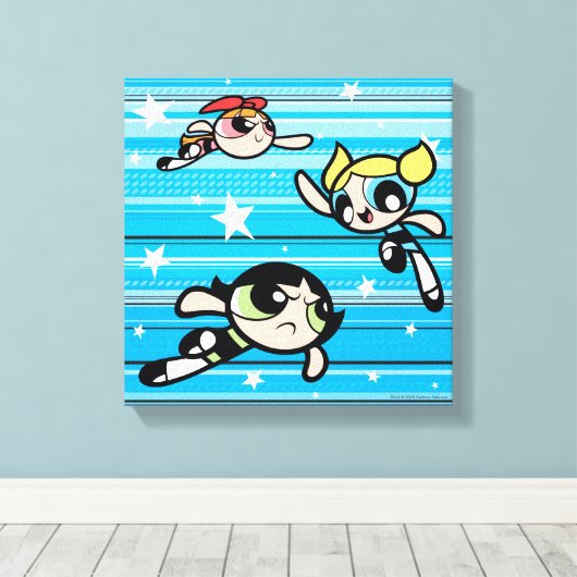 Powerpuff Girls Star Pattern Leinwanddruck (Insitu (Holzboden))