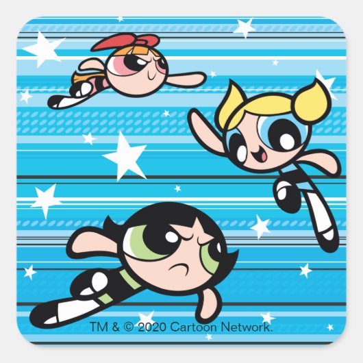 Powerpuff Girls Star Pattern Quadratischer Aufkleber (Vorderseite)