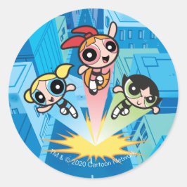 Powerpuff Girls starten in die Luft Runder Aufkleber