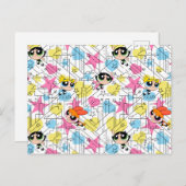 Powerpuff Girls Townsville Pattern Einladungspostkarte (Vorne/Hinten)