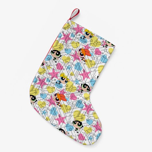 Powerpuff Girls Townsville Pattern Kleiner Weihnachtsstrumpf (Vorderansicht (hängend))