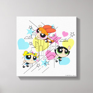Powerpuff Girls Townsville Pattern Leinwanddruck