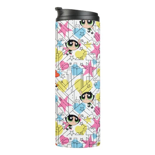 Powerpuff Girls Townsville Pattern Thermosbecher (Nach rechts gedreht)
