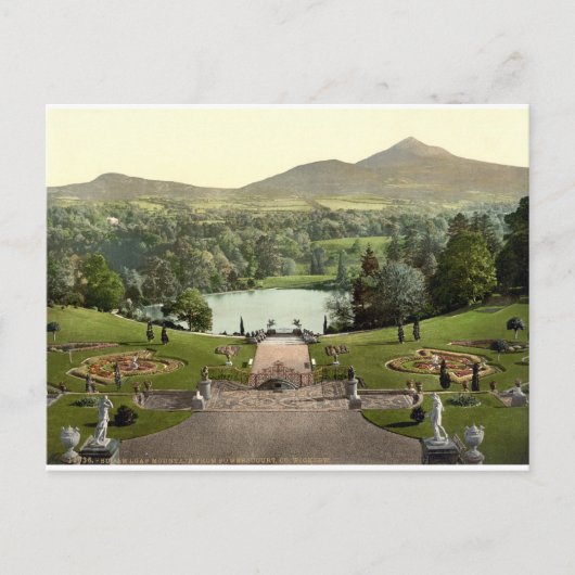 Powerscourt House Gardens c1900, Antique Irland Postkarte (Vorderseite)