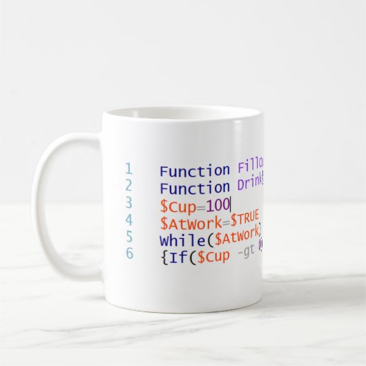 PowerShell Kaffee-Skript-Tasse Kaffeetasse (Links)