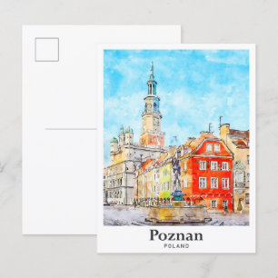 Poznan Polen Reisen Wasserfarben Sketch Hand gezog Postkarte