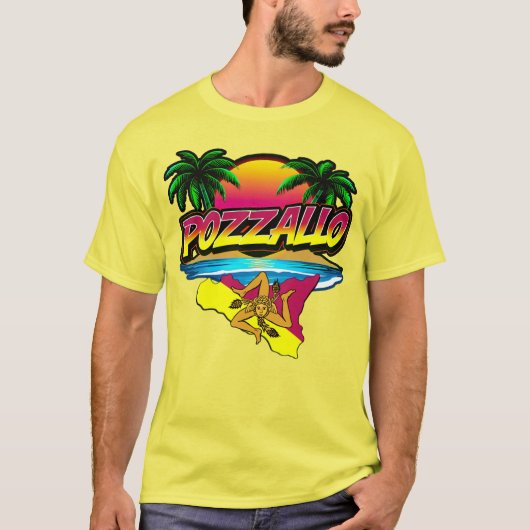 Pozzallo Sicilia Sonnenuntergang mit Palms T - Shi T-Shirt (Vorderseite)