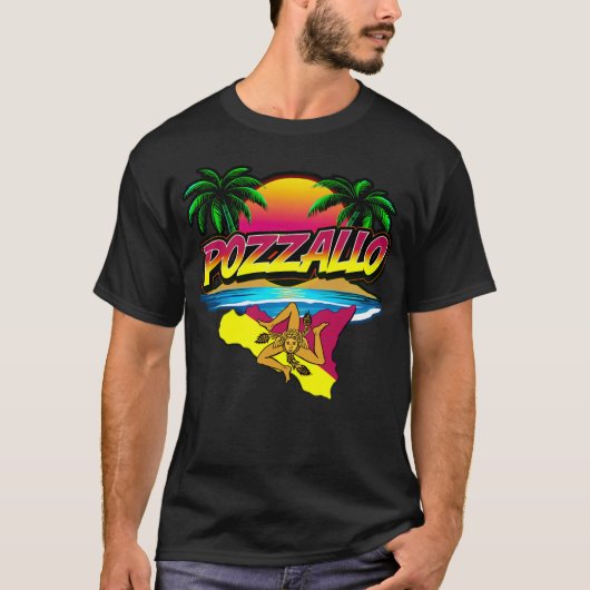 Pozzallo Sicilia Sonnenuntergang mit Palms T - Shi T-Shirt (Vorderseite)