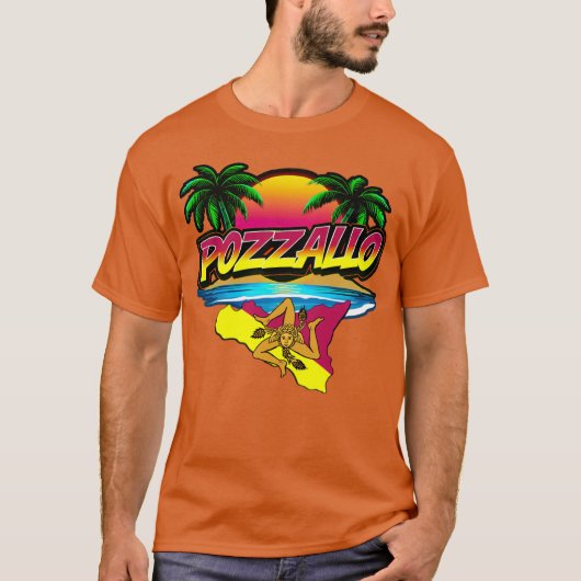 Pozzallo Sicilia Sonnenuntergang mit Palms T - Shi T-Shirt (Vorderseite)