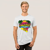 Pozzallo Sicilia Sonnenuntergang mit Palms T - Shi Tri-Blend Shirt (Vorderseite voll)