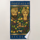 Pozzallo Sicilia Trinacria Strandtuch (Vorderseite)