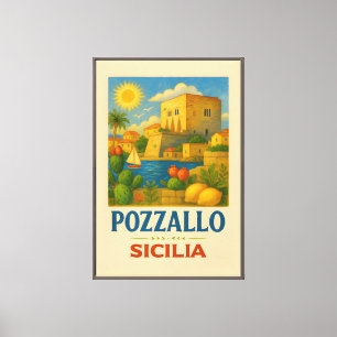 Pozzallo Sizilien mit La Torre Cabrera Leinwanddruck