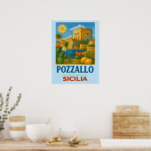 Pozzallo Sizilien mit La Torre Cabrera Poster (Küche)