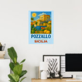 Pozzallo Sizilien mit La Torre Cabrera Poster (Heimbüro)