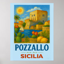 Pozzallo Sizilien mit La Torre Cabrera Poster
