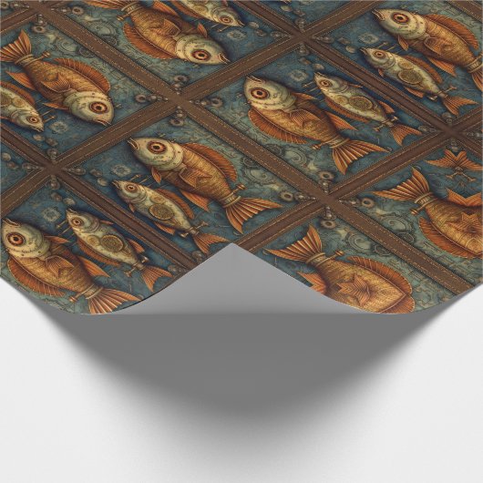 PP 572 Steampunk Fish 1 of 3 Geschenkpapier (Ecke)