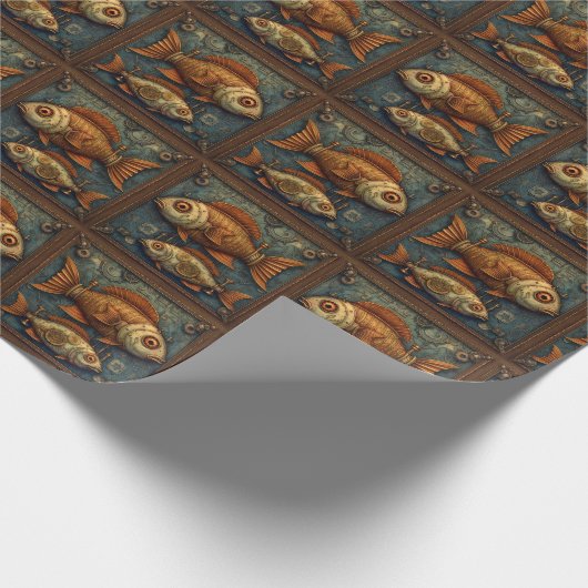 PP 572 Steampunk Fish 2 of 3 Geschenkpapier (Ecke)