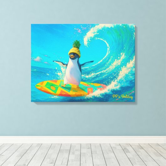 PP the Penguin – Surfing the Wave Leinwanddruck (Insitu (Holzboden))