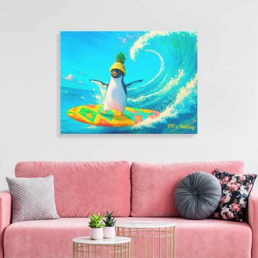 PP the Penguin – Surfing the Wave Leinwanddruck (Insitu (Wohnzimmer))