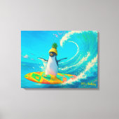 PP the Penguin – Surfing the Wave Leinwanddruck (Vorderseite)