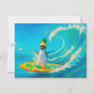 PP the Penguin – Surfing the Wave Postkarte