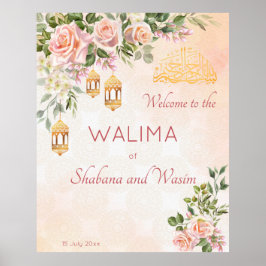Ppastel cream roses Moroccan lanterns welcome Poster