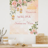 Ppastel cream roses Moroccan lanterns welcome Poster (Küche)