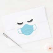PPE-Maske und Lashes Runder Aufkleber (Umschlag)