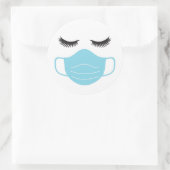 PPE-Maske und Lashes Runder Aufkleber (Tasche)