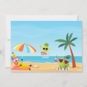 PPlayful summer beach cartoon fruit baby shower Einladung (Rückseite)