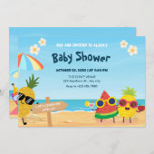 PPlayful summer beach cartoon fruit baby shower Einladung (Vorne/Hinten)
