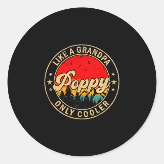 Ppy Like A Grandpa Only Cooler Retro For Papa Gran Runder Aufkleber (Vorderseite)