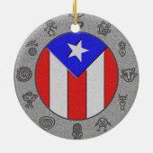 PR-Fahne und Petroglyphen Keramik Ornament (Hinten)