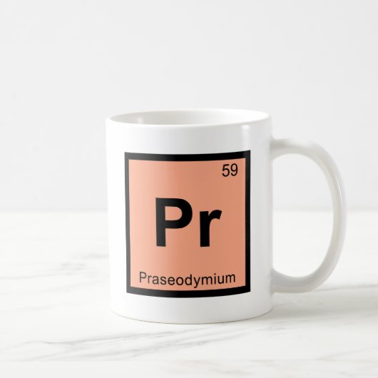 Pr - Praseodymium Chemie Periodensystem Symbol Kaffeetasse (Rechts)