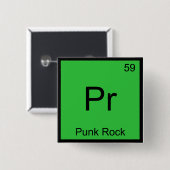 Pr. Punk Rock Funny Chemistry Element Symbol T-Shi Button (Vorne & Hinten)