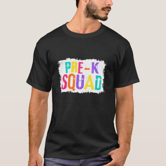 Prä K Squad farbenfrohe Paint Brush T-Shirt (Vorderseite)