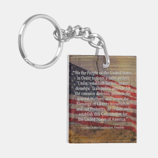 Präambel der US-Verfassung über texturierten Hinte Schlüsselanhänger (Vorderseite links)
