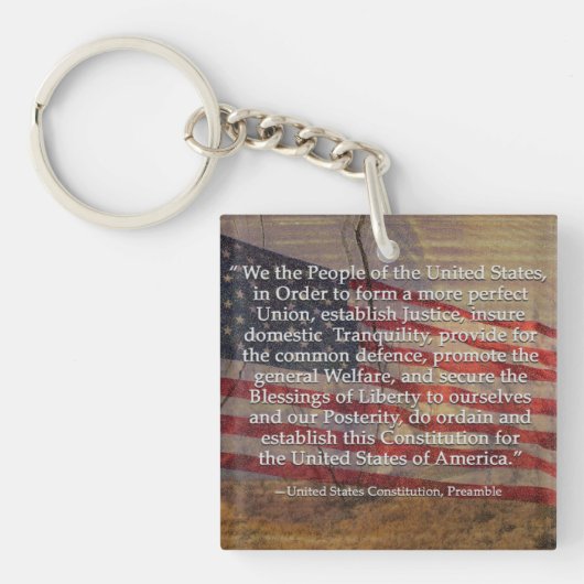 Präambel der US-Verfassung über texturierten Hinte Schlüsselanhänger (Vorderseite)