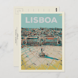 Praça do Comercio Illustration, Lissabon Postkarte