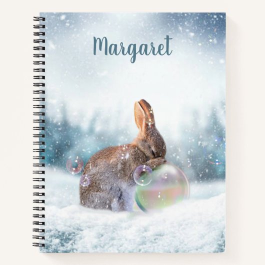 Prachen Bunny Rabbit in Snow-Notebook Notizblock (Vorderseite)